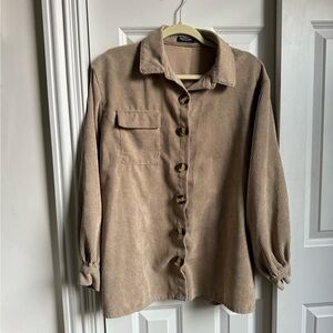 Nasty Gal Tan Corduroy Button Up